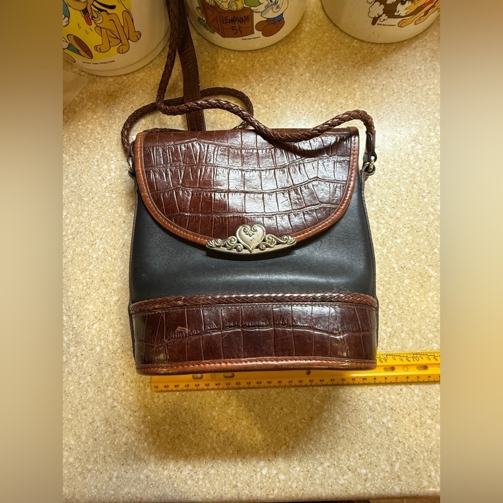 Vintage Brighton Brown and Black Croc-Embossed Purse Small 2 tone Bag